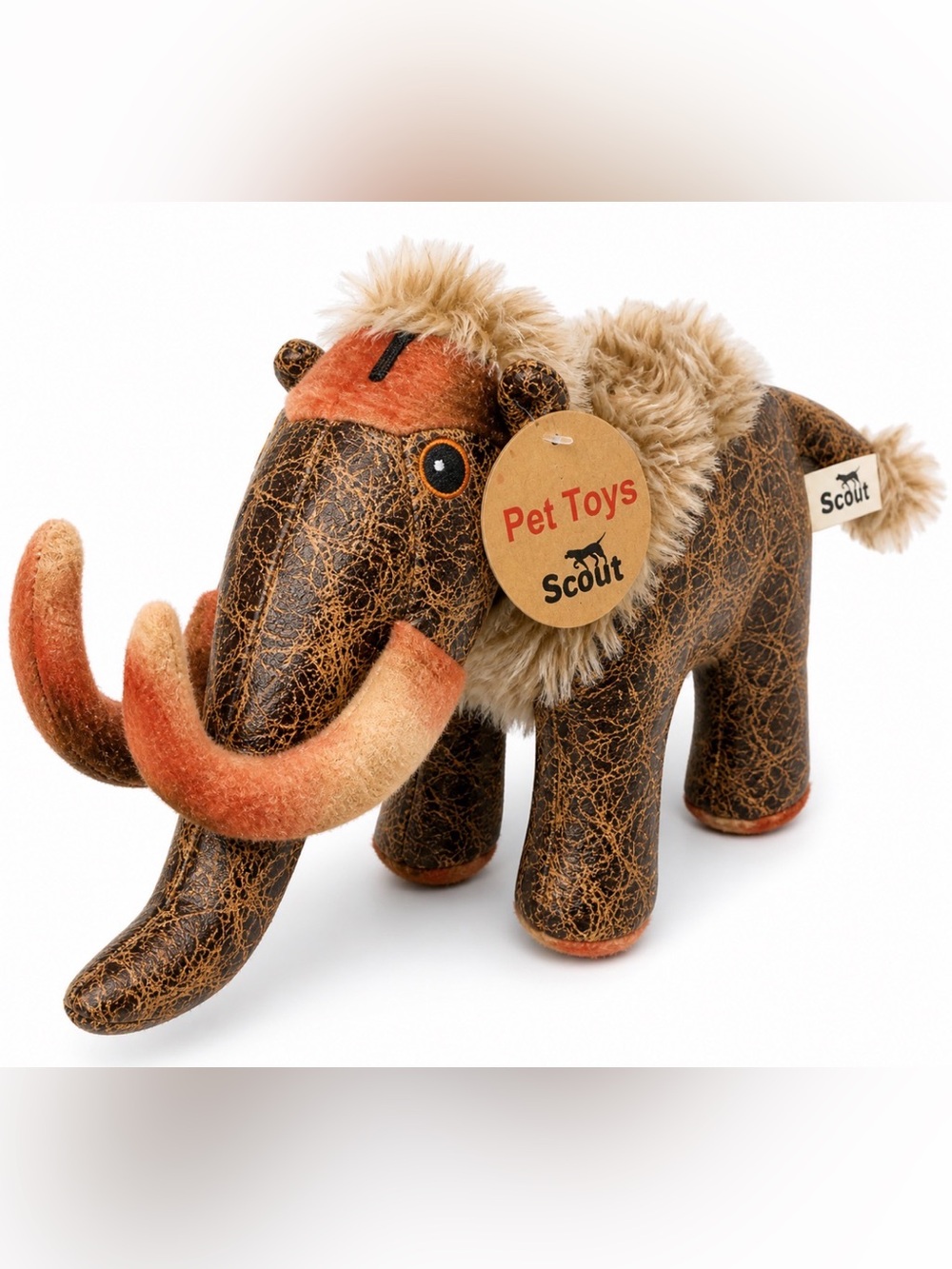 Scout Mammoth‎ Plush Dog Toy | Faux Leather & Fur Squeaker Toy